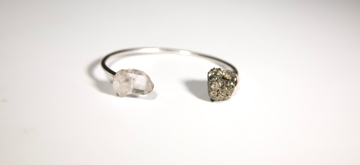 The Touch Of Midas Cuff Bracelet · GLOW · Clear Quartz & Pyrite · 24k Gold-plated/ Silver