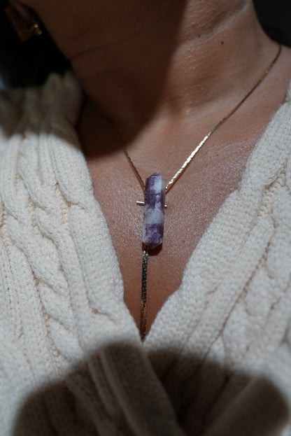 1960s Gold-plated Vintage Lepidolite Bolo · HEAL