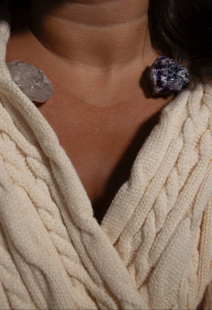 I've Got My Psychic on Speed Dial Collar · HEAL · Amethyst & Clear Quartz · Silver