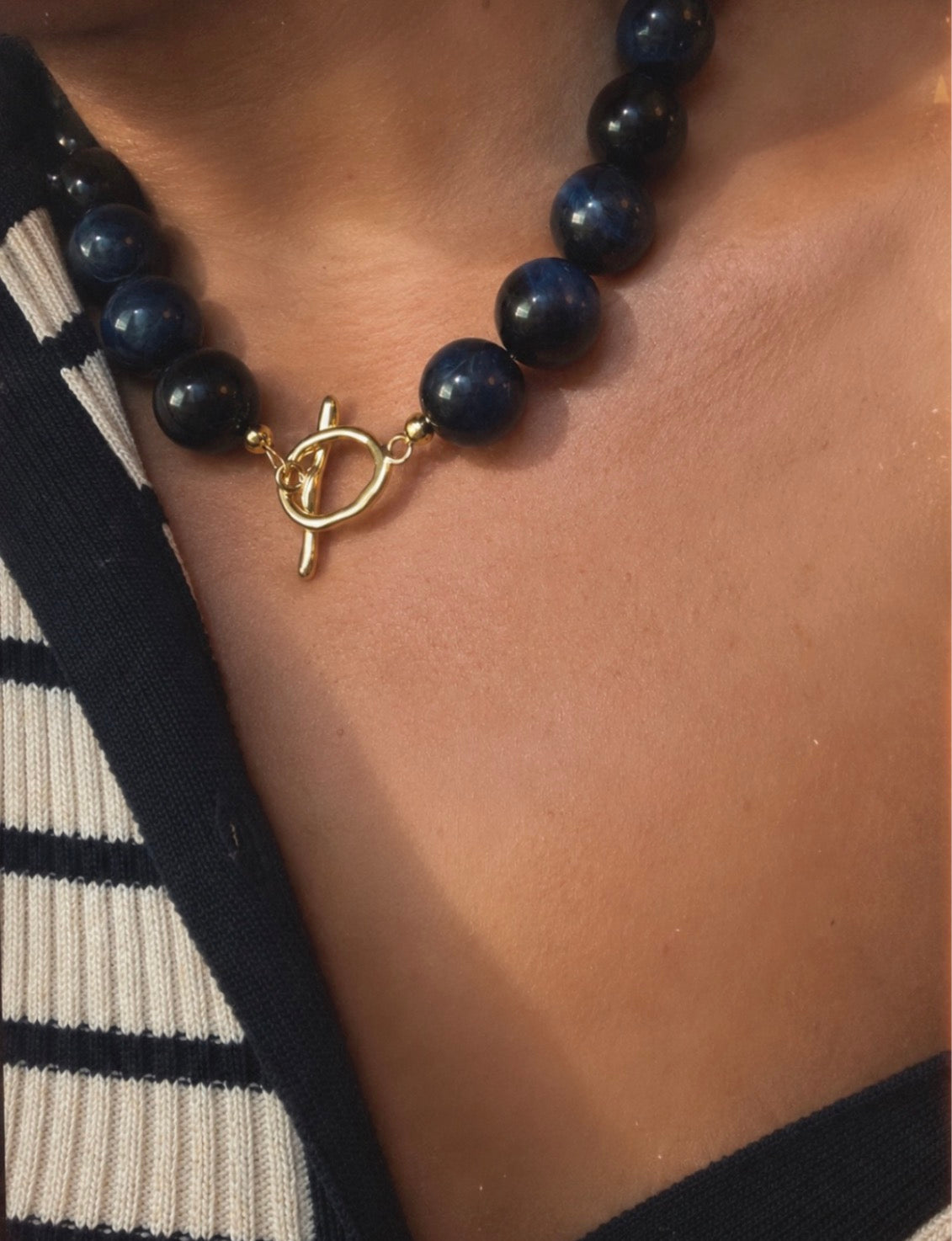 Blue Tiger Eye bead necklace