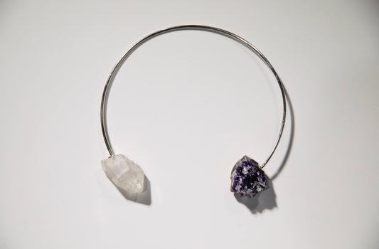 I've Got My Psychic on Speed Dial Collar · HEAL · Amethyst & Clear Quartz · Silver