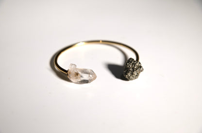 The Touch Of Midas Cuff Bracelet · GLOW · Clear Quartz & Pyrite · 24k Gold-plated/ Silver