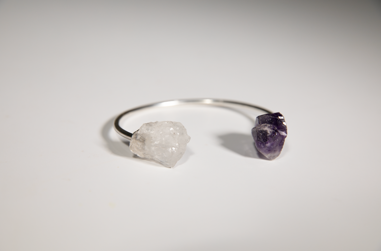 I've Got My Psychic on Speed Dial Cuff Bracelet · HEAL · Amethyst & Clear Quartz · Silver