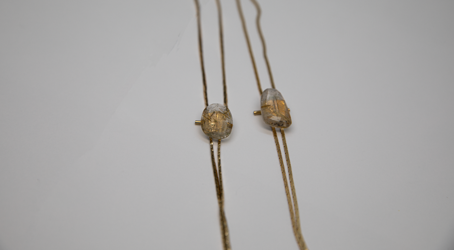 1960s Gold-plated Vintage Rutilated Facated Quartz Bolo · GLOW