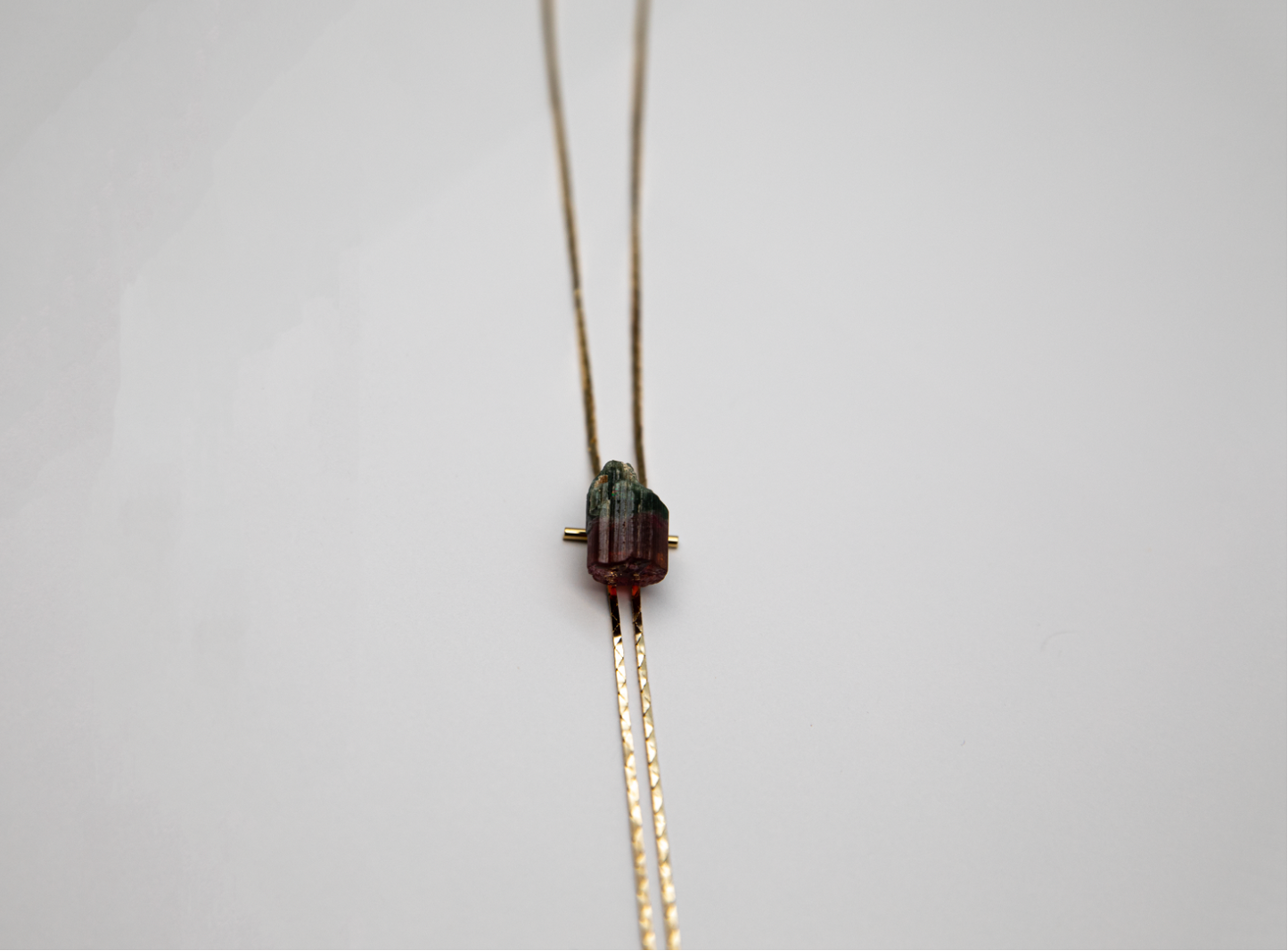 1960s Gold-plate Watermelon Tourmaline Bolo Tie  ·  LOVE