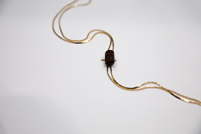 1960s Gold-plate Black Tourmaline Bolo Tie  ·  RESET