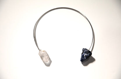 Turn A Rant to Clear Communication Collar · RESET · Sodalite & Clear Quartz · 24kGold-Plated /Silver