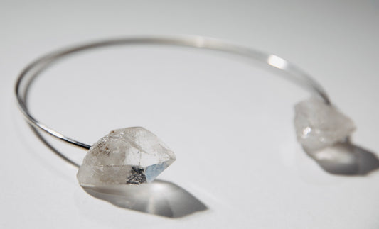 Manifesting At Its Finest Collar · GLOW · Twin Clear Quartz points · Silver