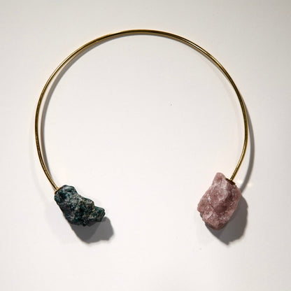 You Are a Goddess Collar · LOVE ·  Green Aventurine & Pink Tourmaline · 24k Gold-plated