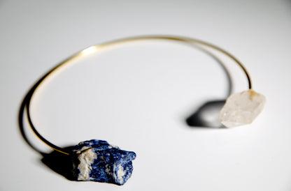 Turn A Rant to Clear Communication Collar · RESET · Sodalite & Clear Quartz · 24kGold-Plated /Silver