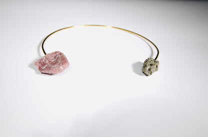 You've Got A Heart of Gold Collar · LOVE · Pink Tourmaline & Pyrite · 24k Gold-plated
