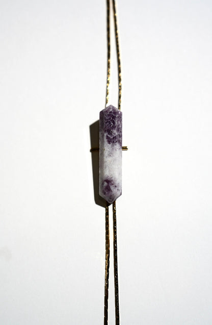 1960s Gold-plated Vintage Lepidolite Bolo · HEAL