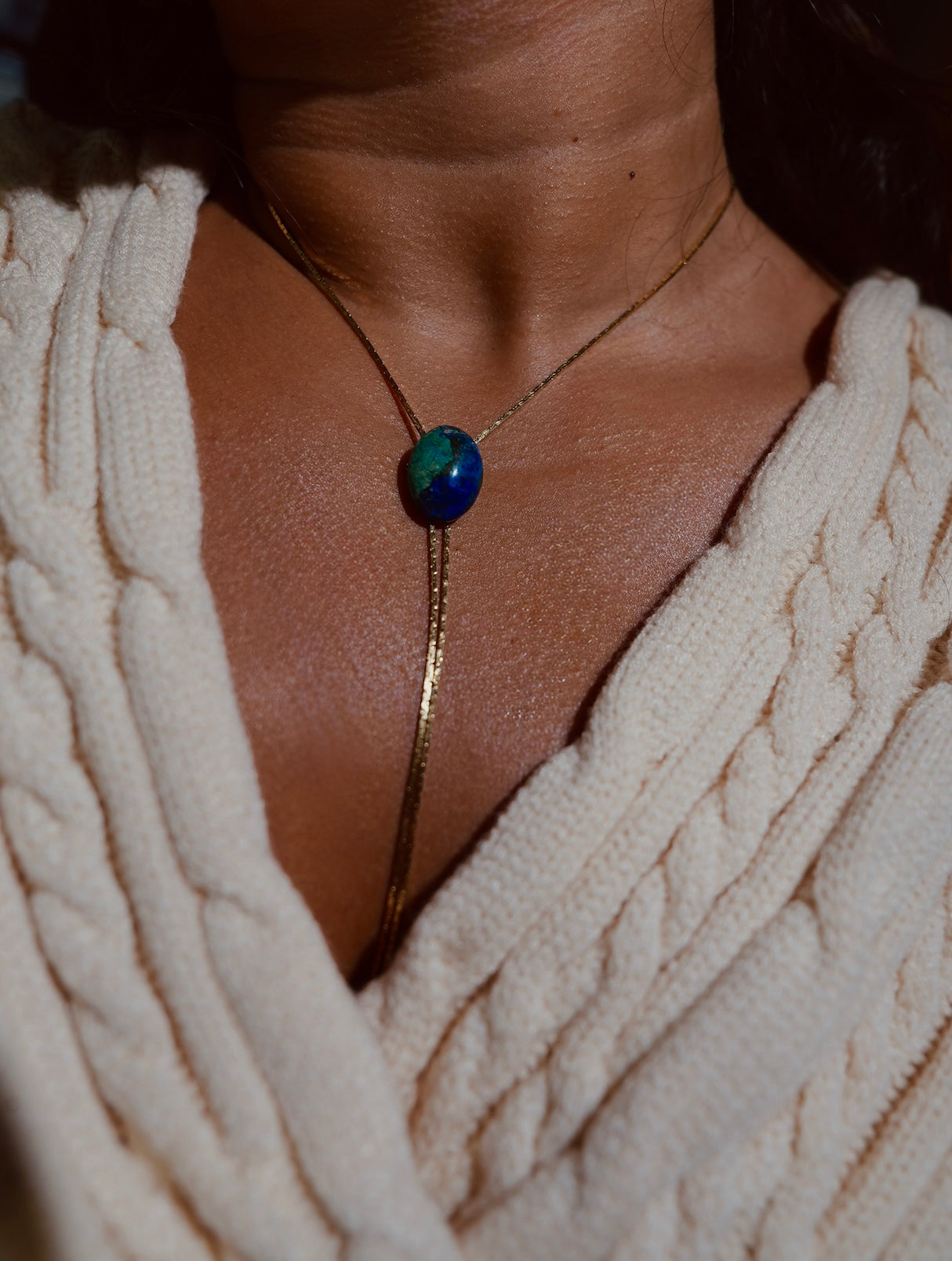 1960s Gold-plated Vintage Azurite Bolo Tie · RESET