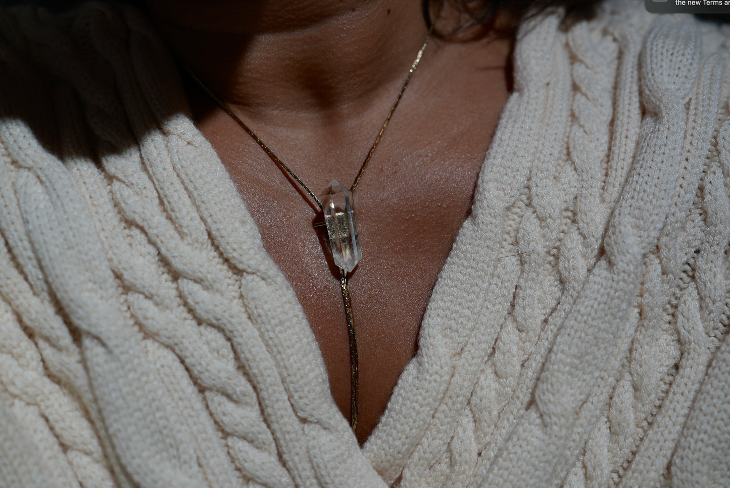 1960s Gold-plated Vintage Clear Quartz Bolo · HEAL