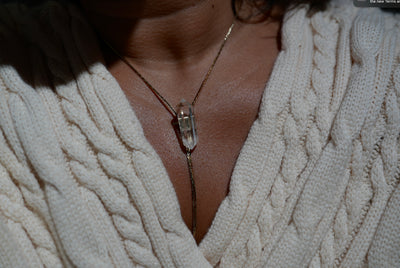 1960s Gold-plated Vintage Clear Quartz Bolo · HEAL