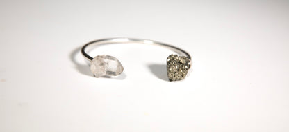 The Touch Of Midas Cuff Bracelet · GLOW · Clear Quartz & Pyrite · 24k Gold-plated/ Silver
