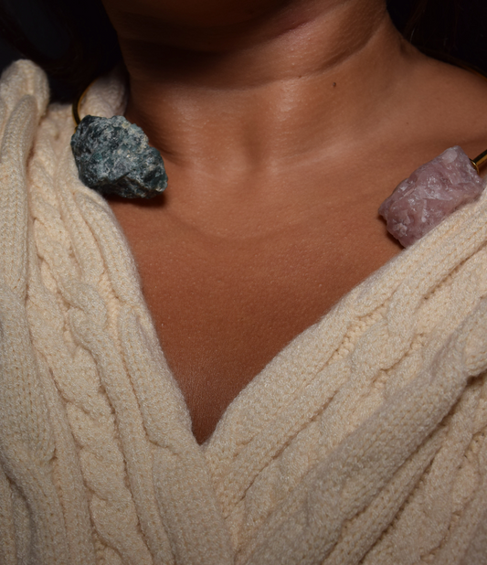 You Are a Goddess Collar · LOVE ·  Green Aventurine & Pink Tourmaline · 24k Gold-plated