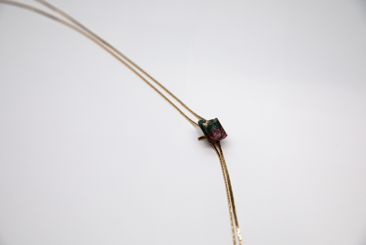 1960s Gold-plate Watermelon Tourmaline Bolo Tie  ·  LOVE