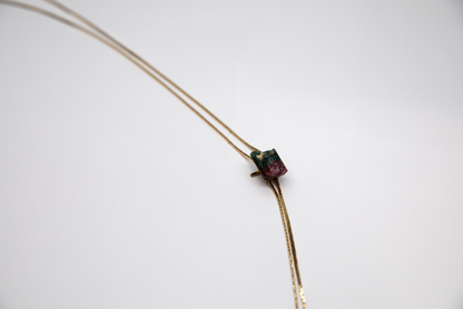 1960s Gold-plate Watermelon Tourmaline Bolo Tie  ·  LOVE