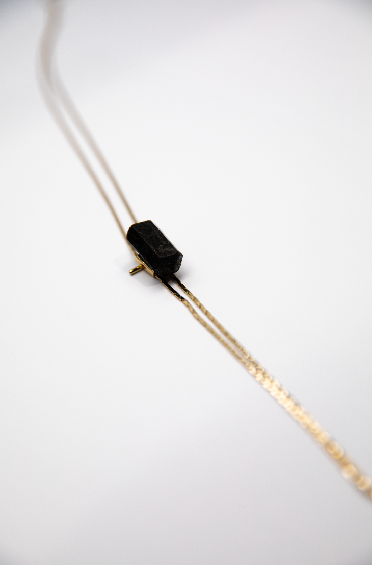 1960s Gold-plate Black Tourmaline Bolo Tie  ·  RESET